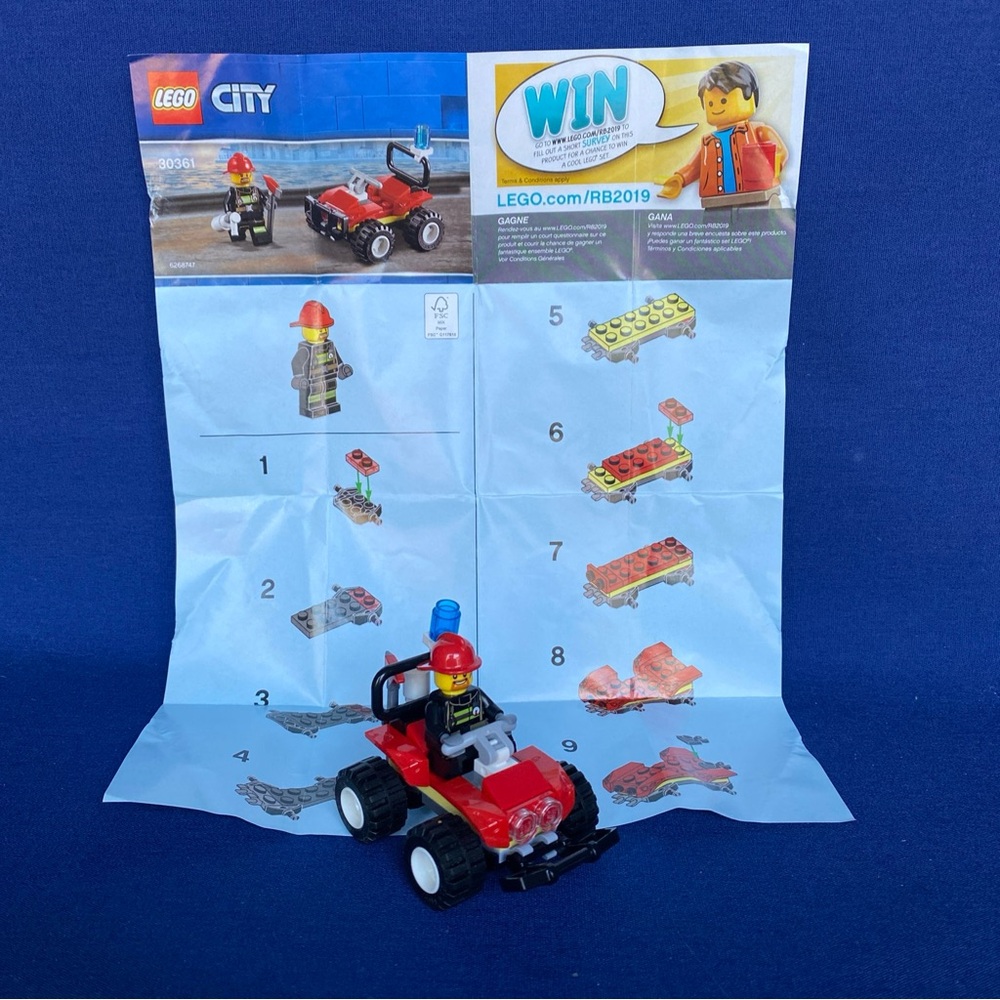 LEGO CITY Fire ATV Town set with Fireman Minifigure, #30361, Complete -39 Pieces